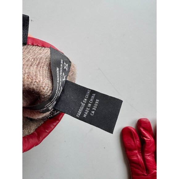 KENNETH COLE REACTION Red Leather Grommet Trim Wool Knit Lined Gloves, Size 7.5 - Picture 13 of 16